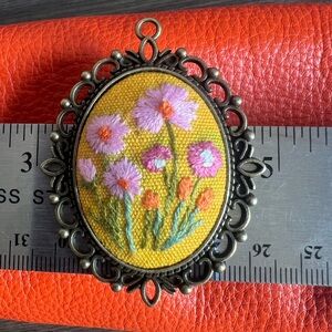 Hand crafted Embroidered Pendant with Ornate Frame
